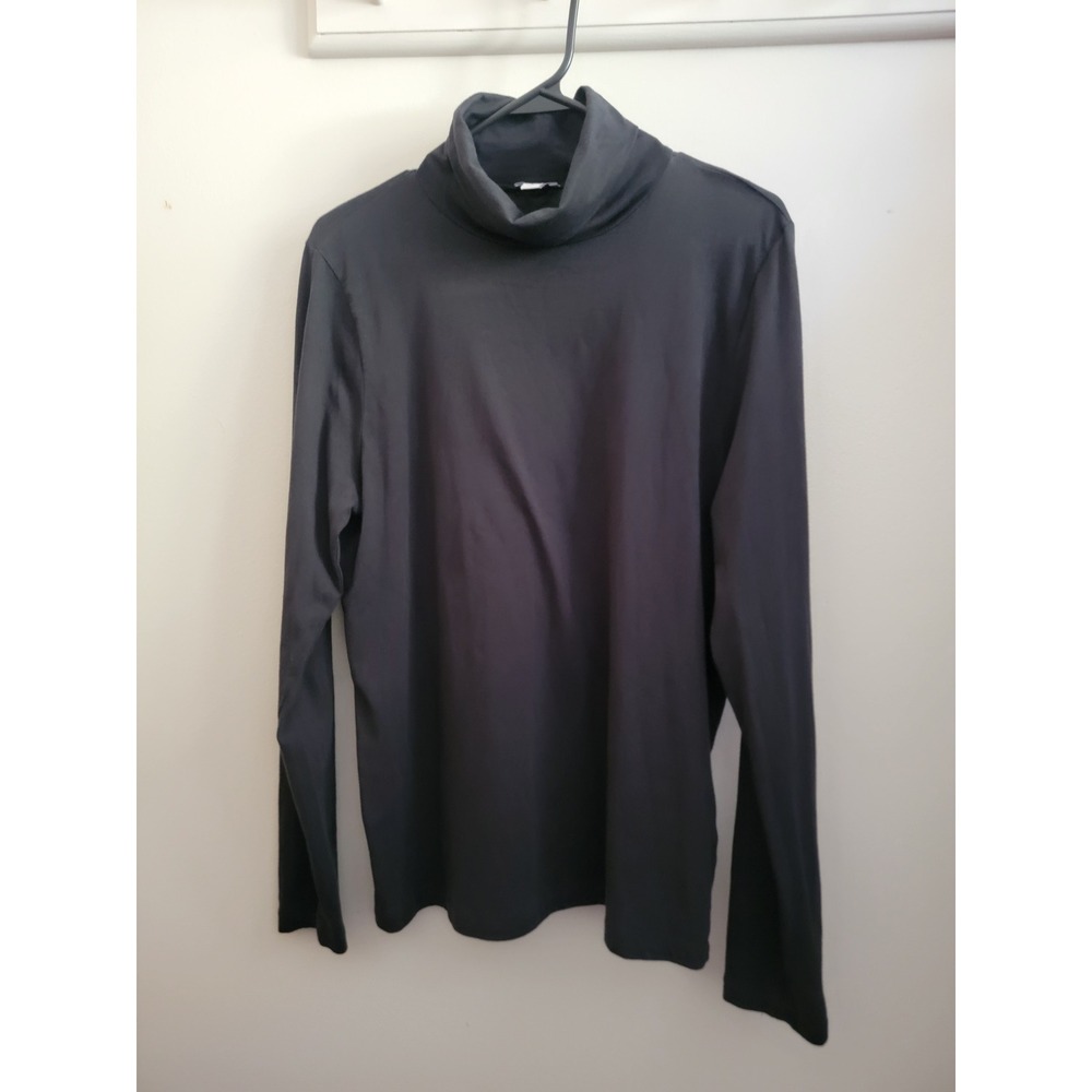 J.Crew Factory Black Tissue Weight Supima Cotton Turtleneck Top L Basic Capsule